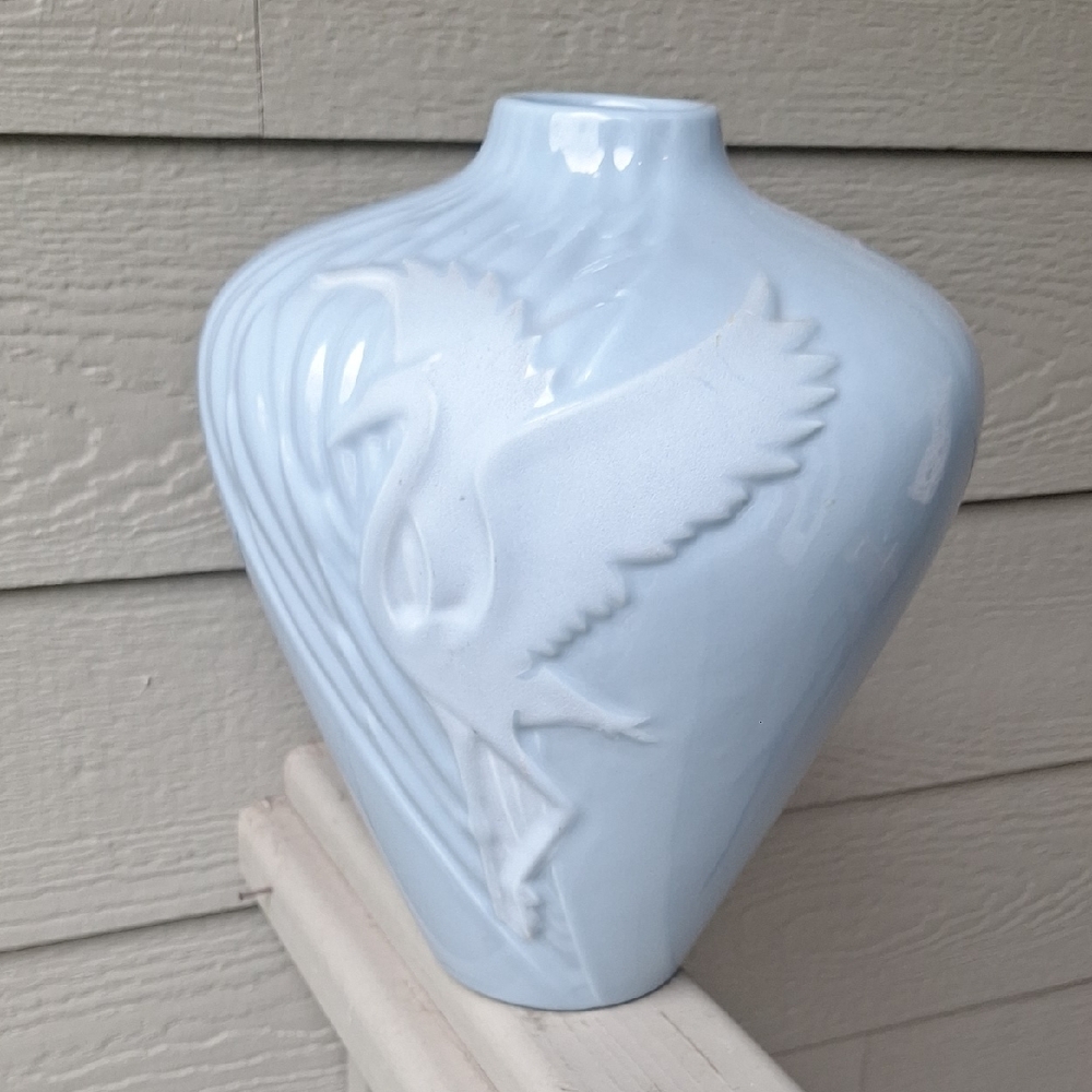Vintage Haeger Blue Heron / Ibis / Egret Art Deco 13" Vase